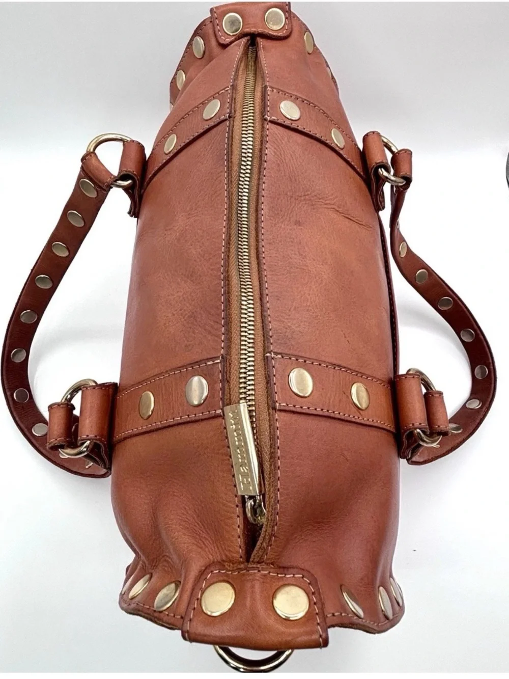 Hammitt Westwood Bag Elevated Chic Gold Studded Rivets Dr Brown Leather Satchel